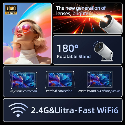 Home theater outdoor portable projector Transpeed Android 11  260ANSI projector Allwinner 713 1280 * 720P4K180 BT 5.0